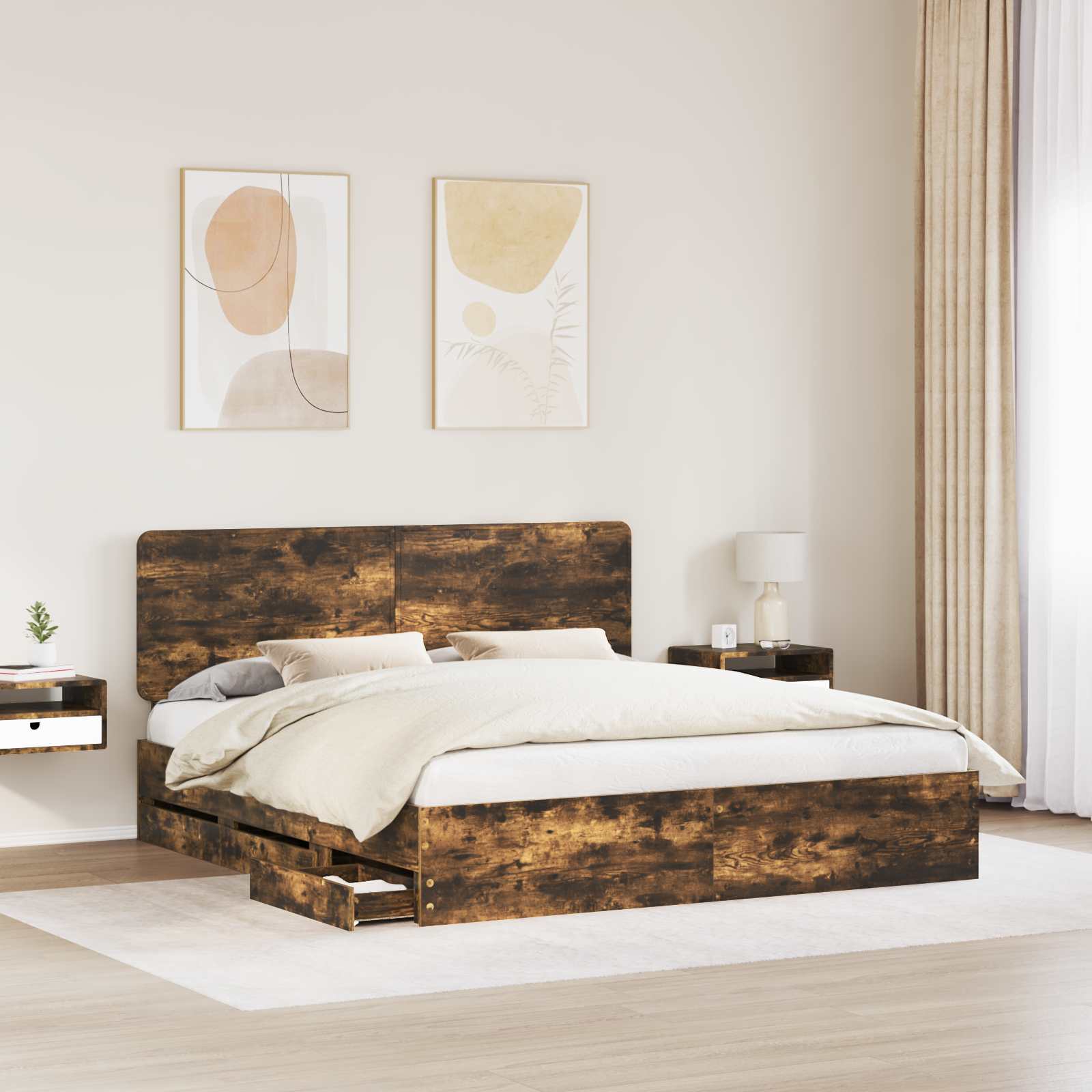 Bedframe Gerookt eiken Ingenieurshout