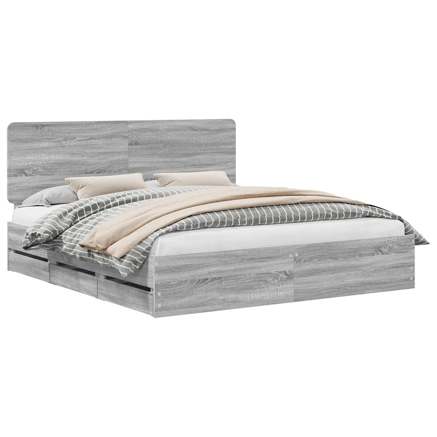Bedframe met lade Grijs Sonoma 180 x 200 cm Ingenieurshout
