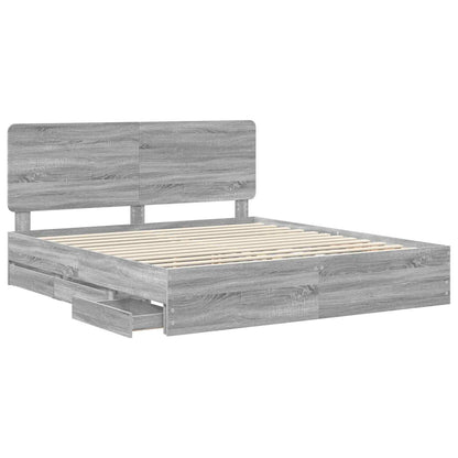 Bedframe met lade Grijs Sonoma 180 x 200 cm Ingenieurshout