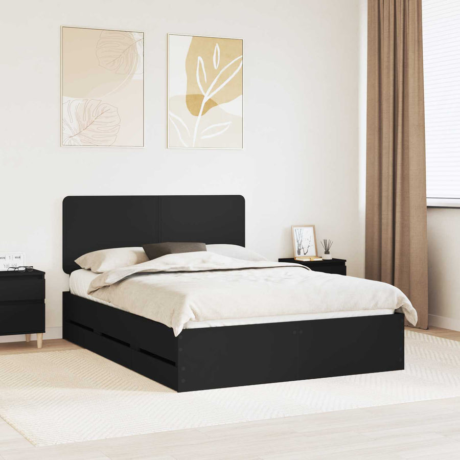 Bedframe met lade met opslag Zwart 160 x 200 cm Ingenieurshout