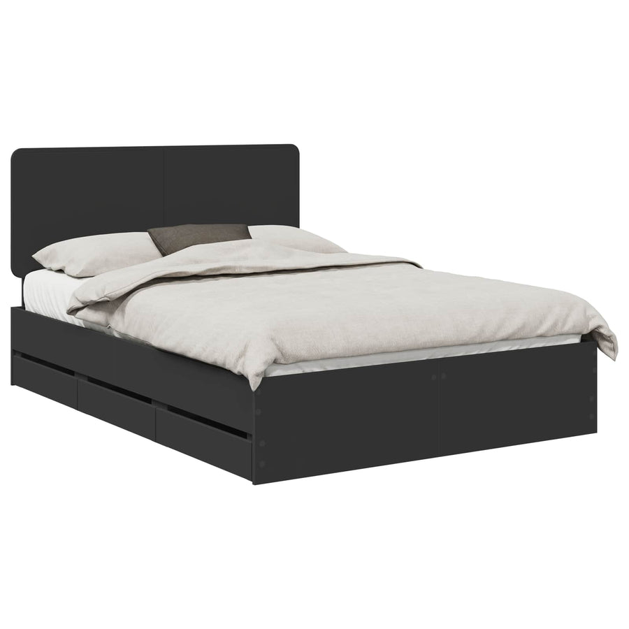 Bedframe met lade met opslag Zwart 160 x 200 cm Ingenieurshout