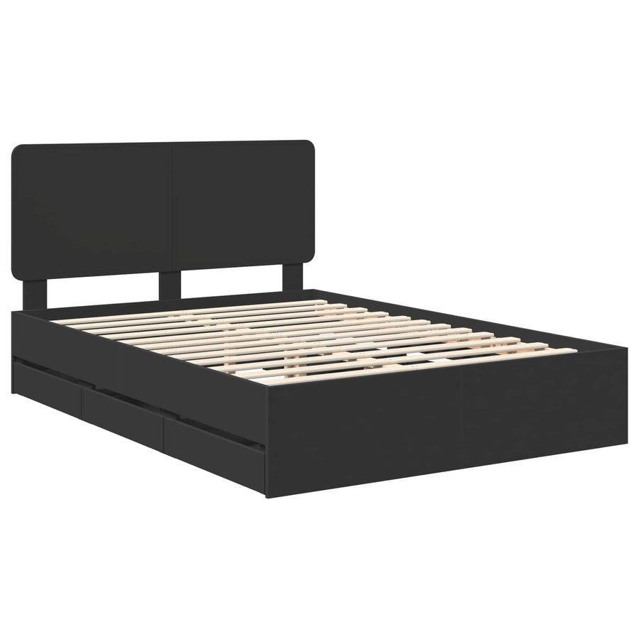 Bedframe met lade met opslag Zwart 160 x 200 cm Ingenieurshout