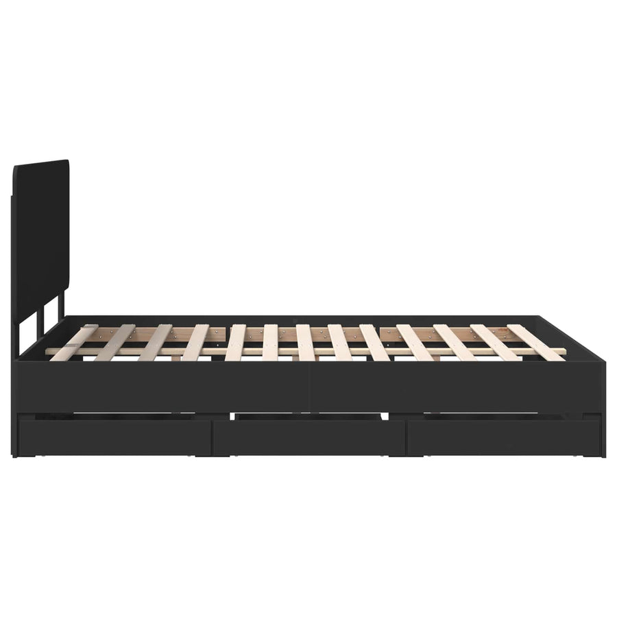 Bedframe met lade met opslag Zwart 160 x 200 cm Ingenieurshout