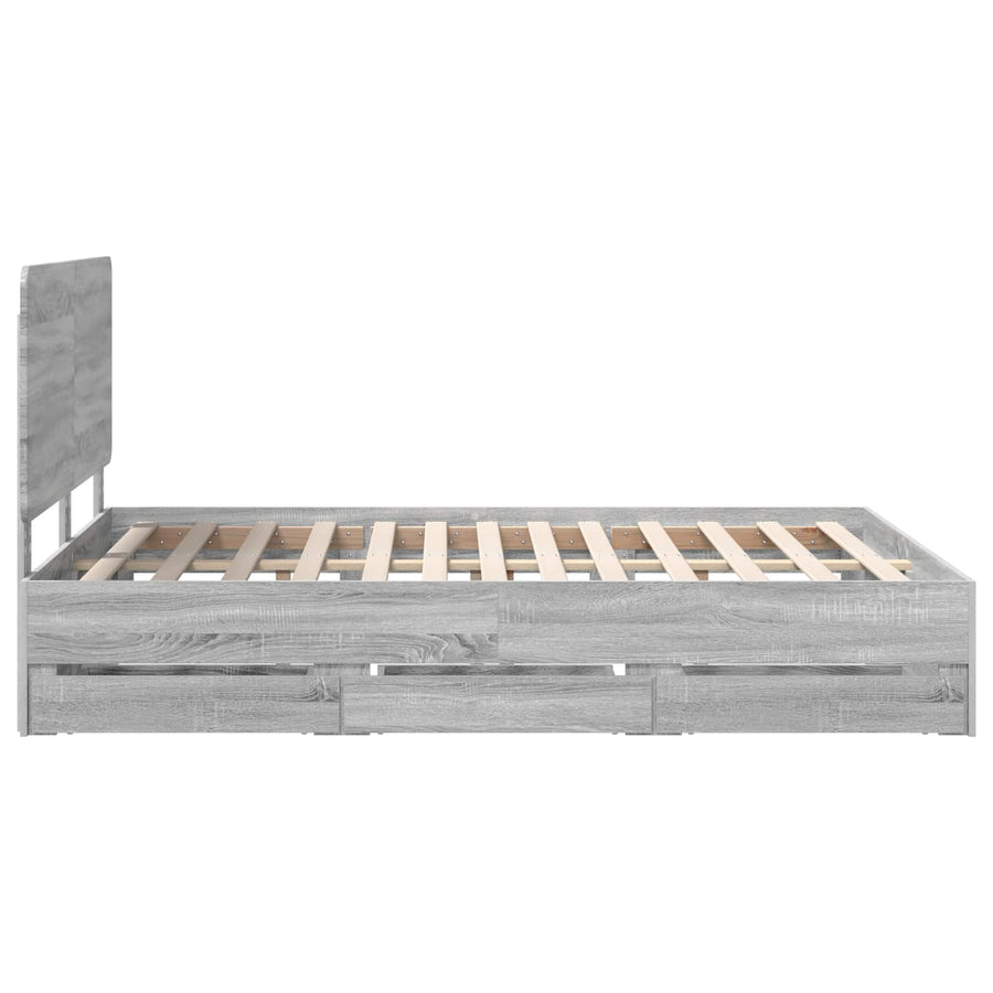 Bedframe met lade Grijs Sonoma 160 x 200 cm Ingenieurshout