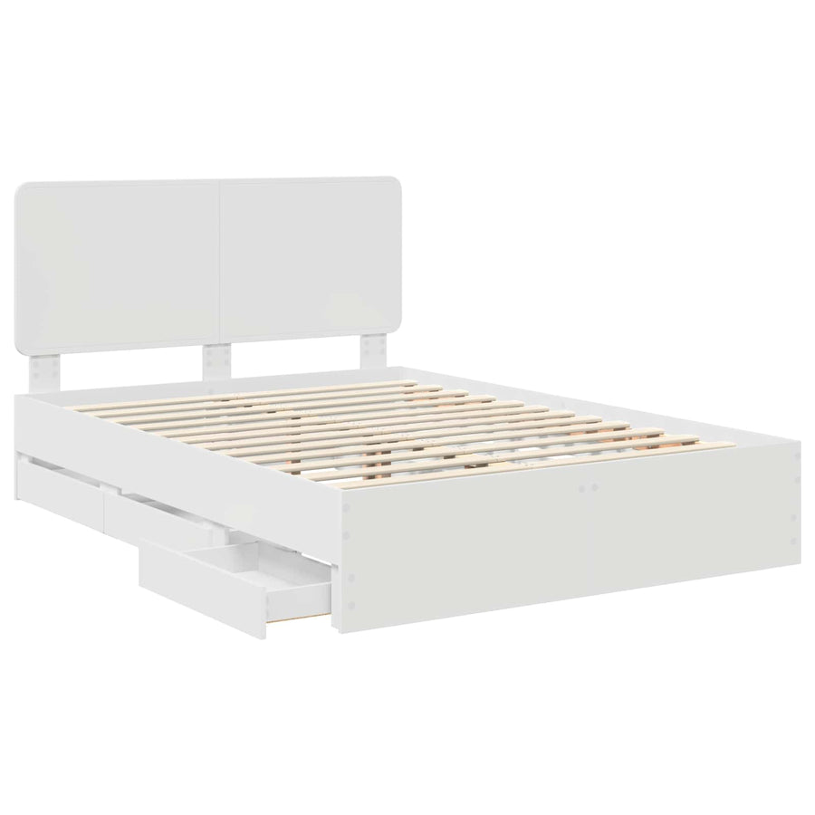 Bedframe met lade met opslag Wit 150 x 200 cm Ingenieurshout