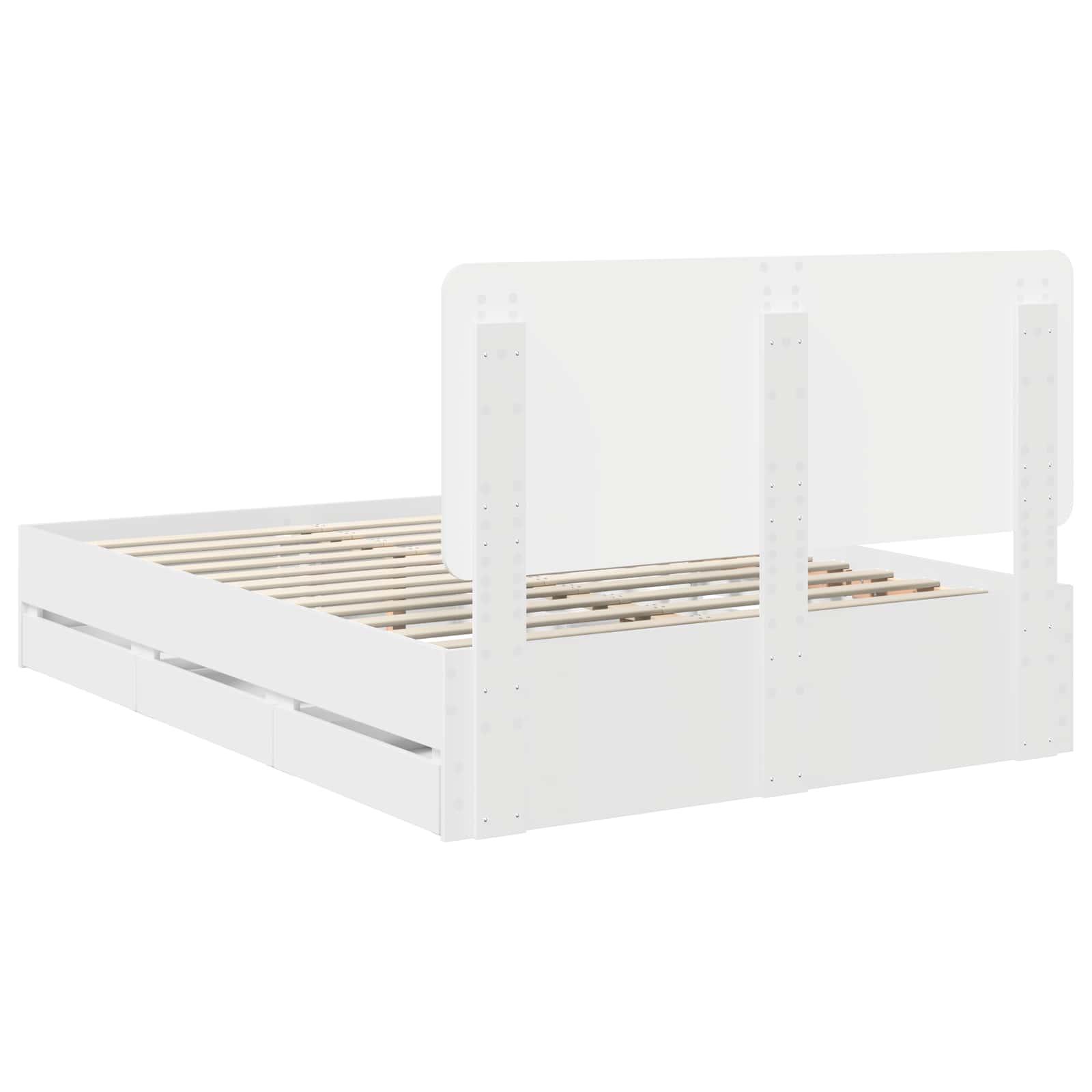 Bedframe met lade met opslag Wit 150 x 200 cm Ingenieurshout