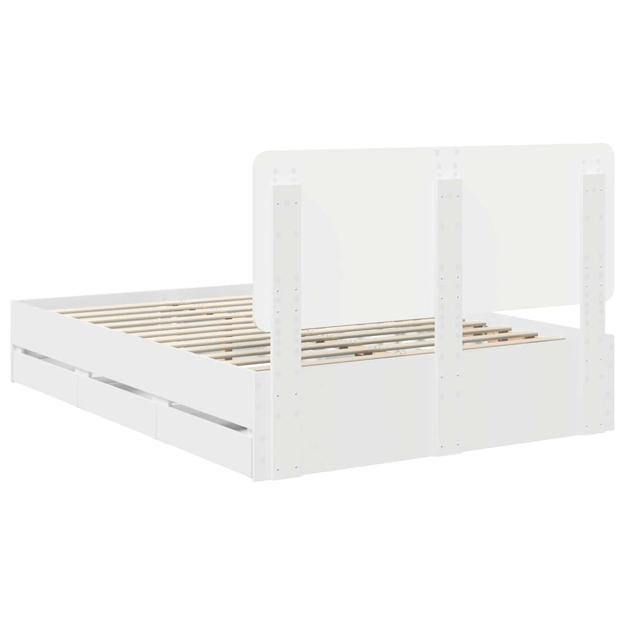 Bedframe met lade met opslag Wit 150 x 200 cm Ingenieurshout