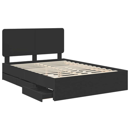 Bedframe met lade met opslag Zwart 150 x 200 cm Ingenieurshout