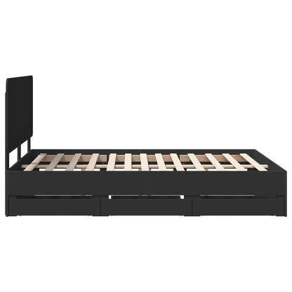 Bedframe met lade met opslag Zwart 150 x 200 cm Ingenieurshout