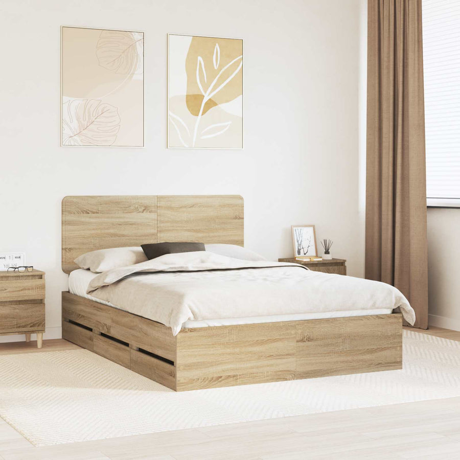 Bedframe met lade Sonoma Eiken 150 x 200 cm Ingenieurshout