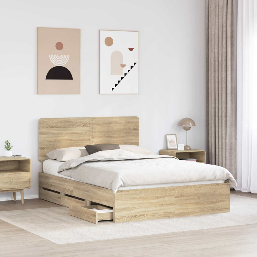 Bedframe met lade Sonoma Eiken 150 x 200 cm Ingenieurshout