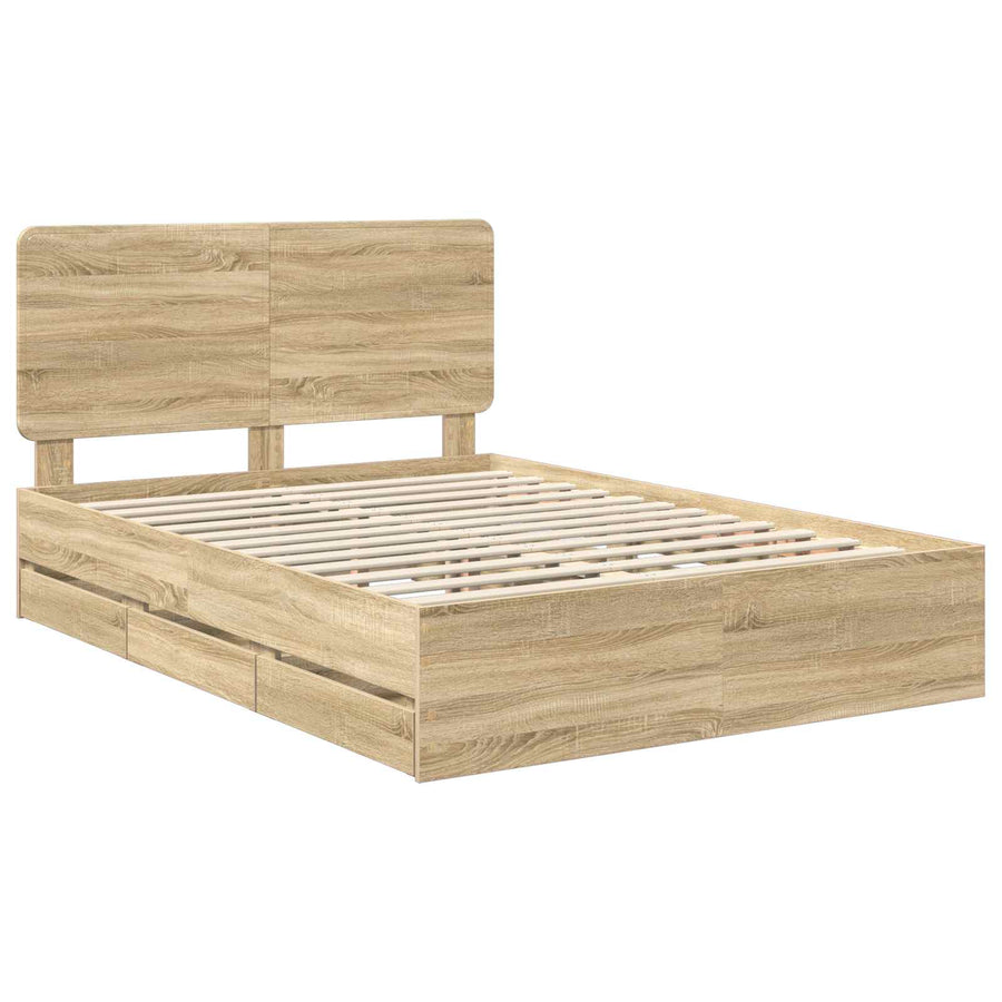Bedframe met lade Sonoma Eiken 150 x 200 cm Ingenieurshout