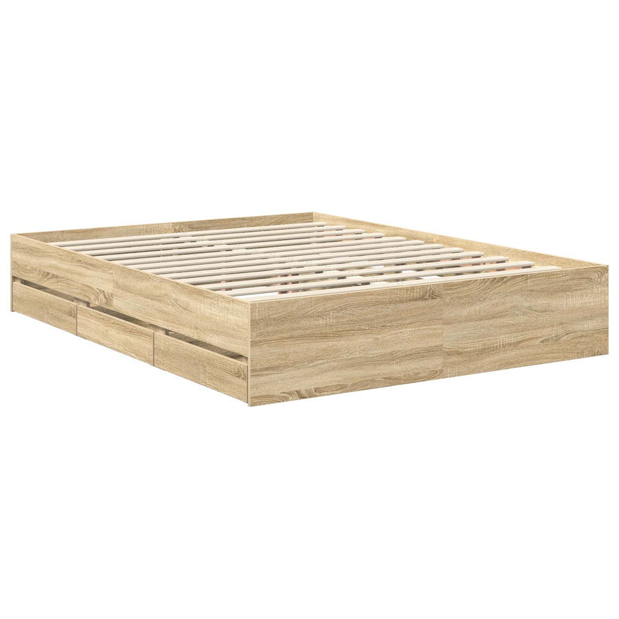 Bedframe met lade Sonoma Eiken 150 x 200 cm Ingenieurshout