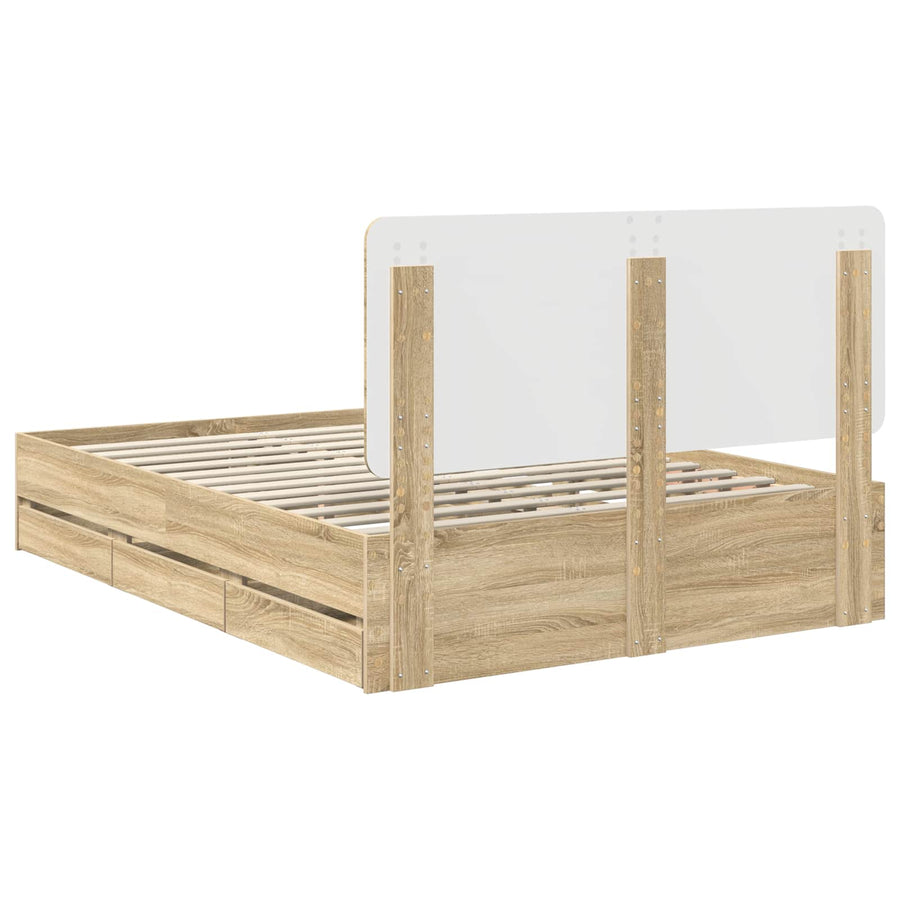 Bedframe met lade Sonoma Eiken 150 x 200 cm Ingenieurshout