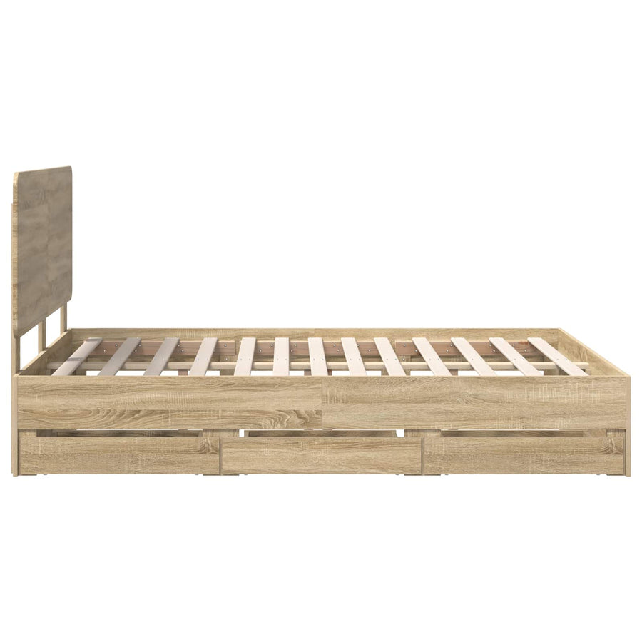 Bedframe met lade Sonoma Eiken 150 x 200 cm Ingenieurshout