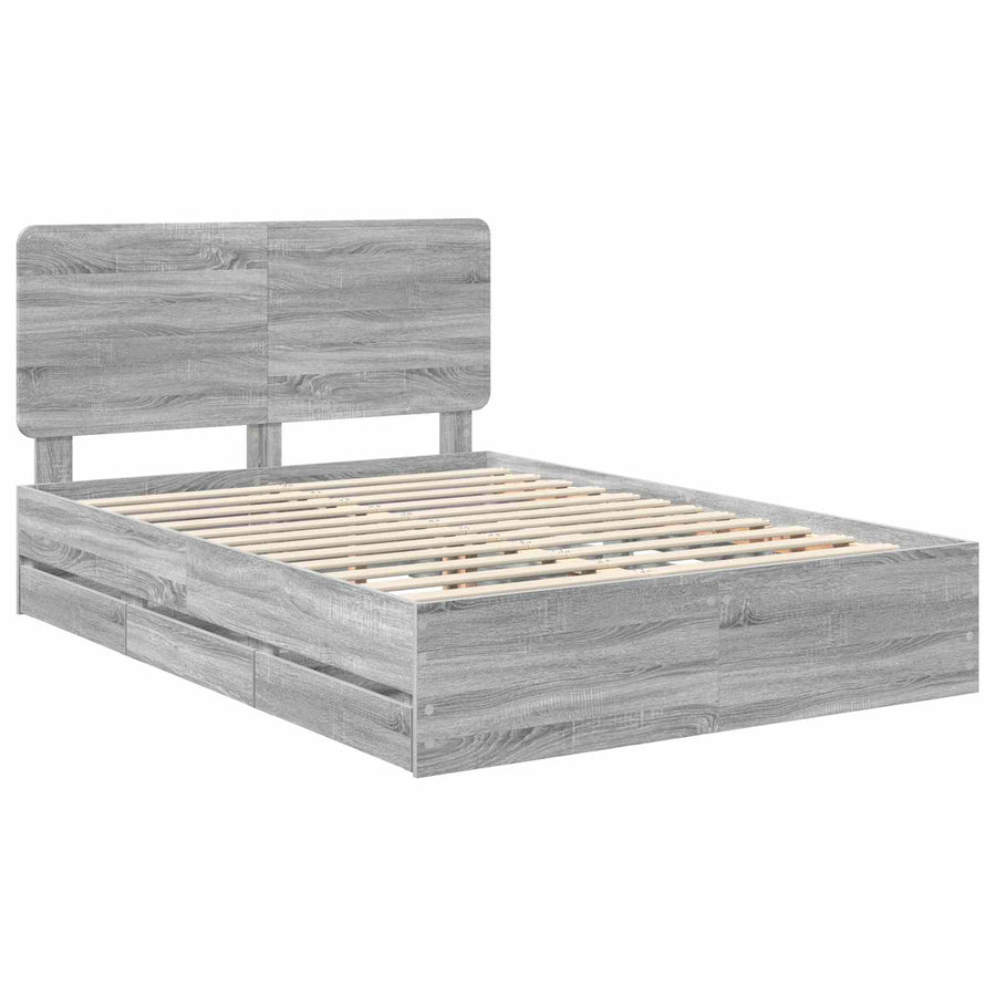Bedframe met lade Grijs Sonoma 150 x 200 cm Ingenieurshout