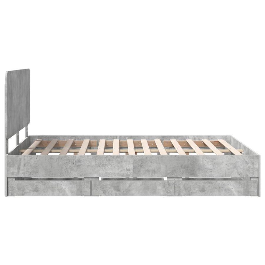 Bedframe met lade Beton Grijs 140 x 200 cm Ingenieurshout