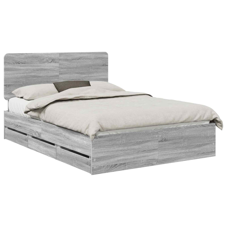 Bedframe met lade Grijs Sonoma 140 x 200 cm Ingenieurshout
