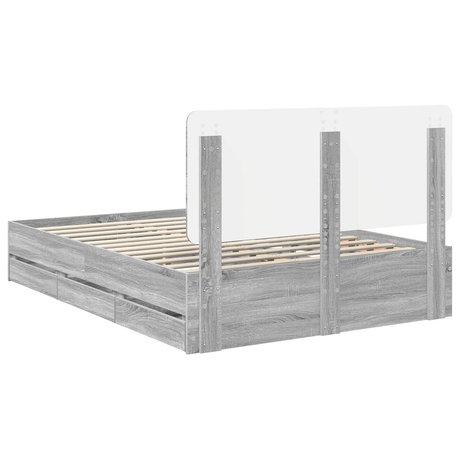Bedframe met lade Grijs Sonoma 140 x 200 cm Ingenieurshout