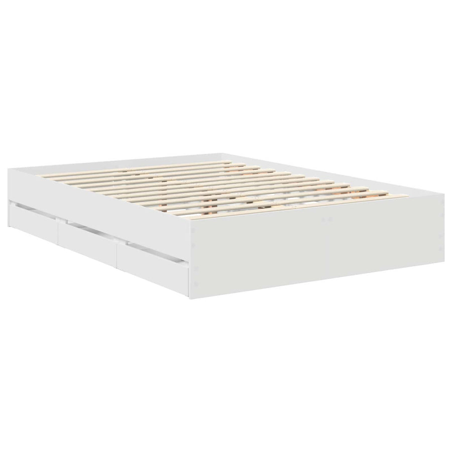 Bedframe met lade met opslag Wit 140 x 190 cm Ingenieurshout