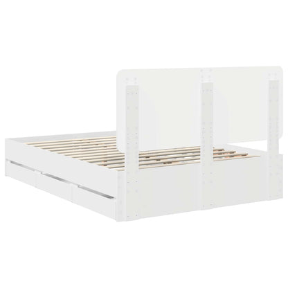 Bedframe met lade met opslag Wit 140 x 190 cm Ingenieurshout