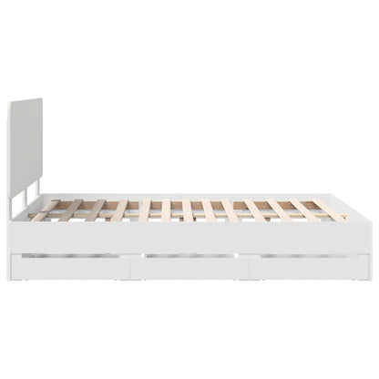 Bedframe met lade met opslag Wit 140 x 190 cm Ingenieurshout