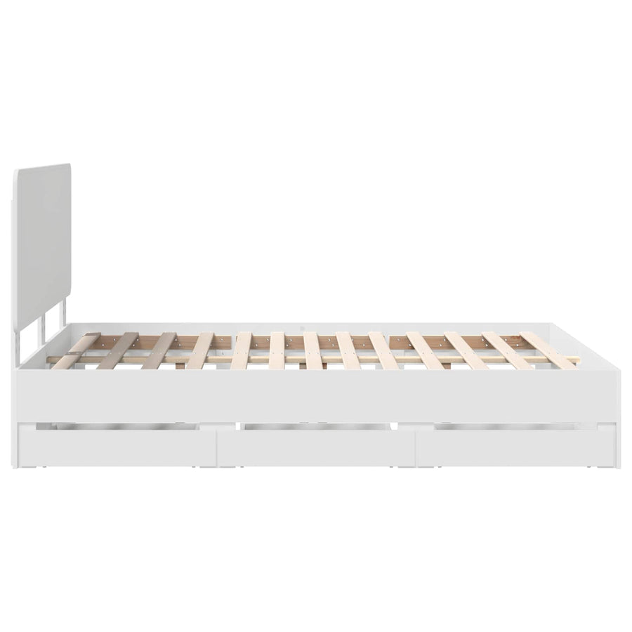 Bedframe met lade met opslag Wit 140 x 190 cm Ingenieurshout