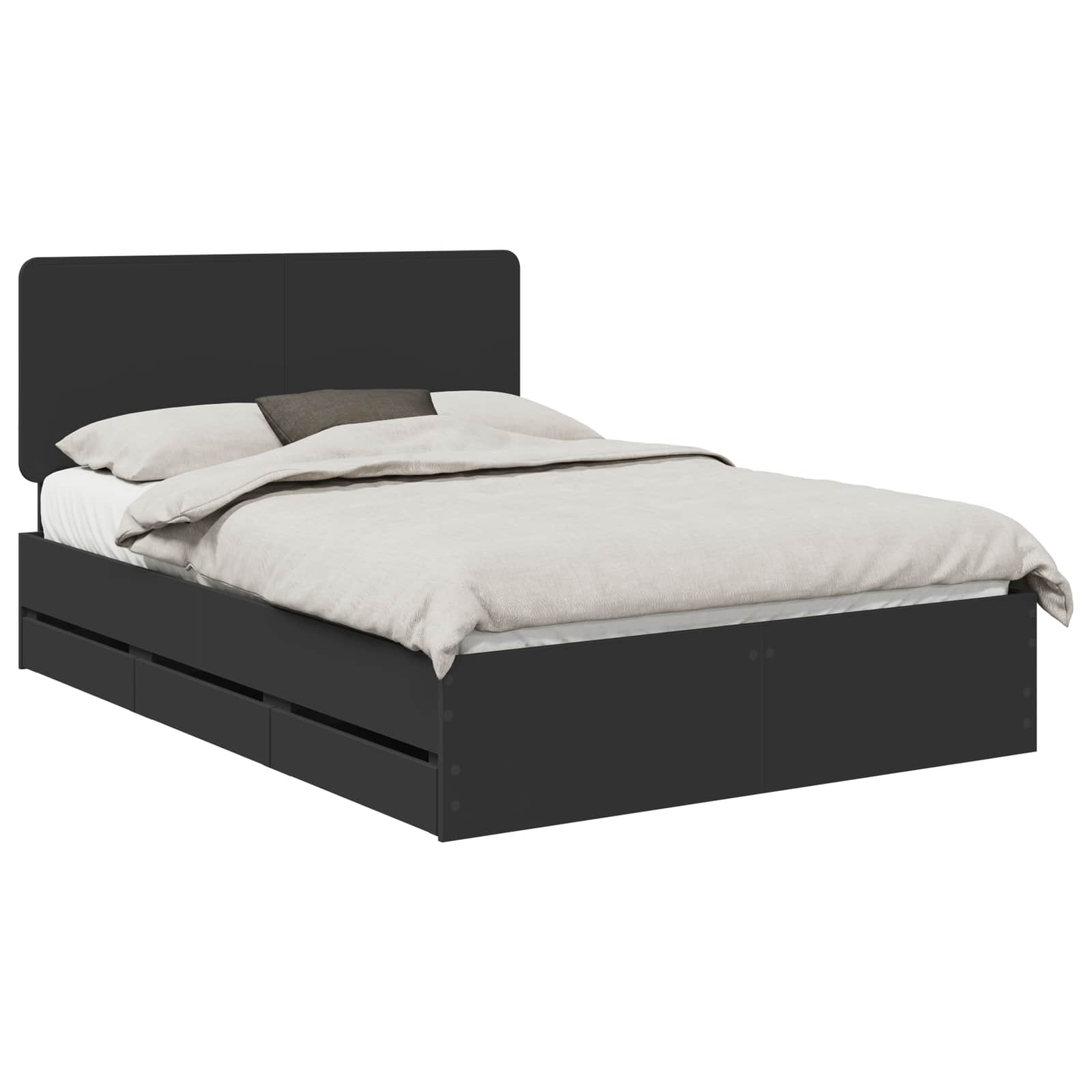 Bedframe met lade met opslag Zwart 140 x 190 cm Ingenieurshout