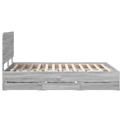 Bedframe met lade Grijs Sonoma 140 x 190 cm Ingenieurshout