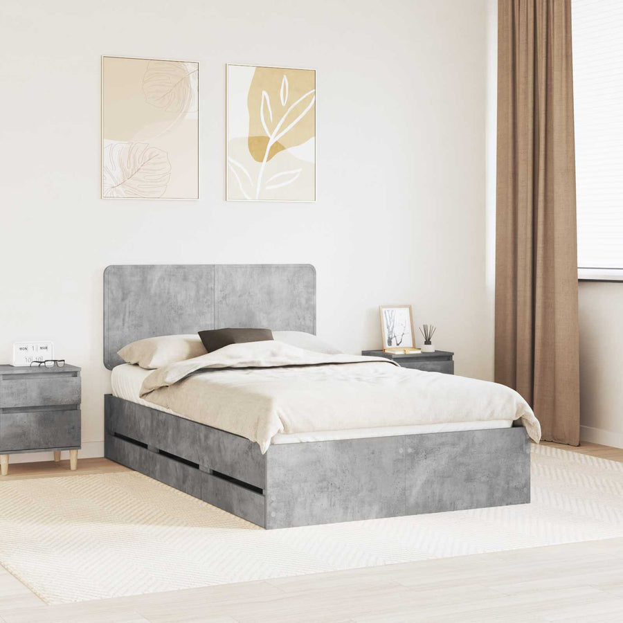 Bedframe met lade Beton Grijs 135 x 190 cm Ingenieurshout