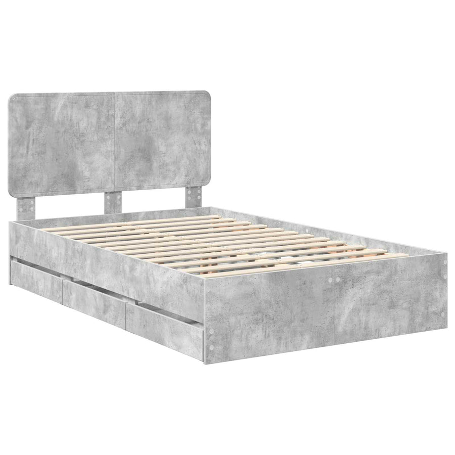 Bedframe met lade Beton Grijs 135 x 190 cm Ingenieurshout