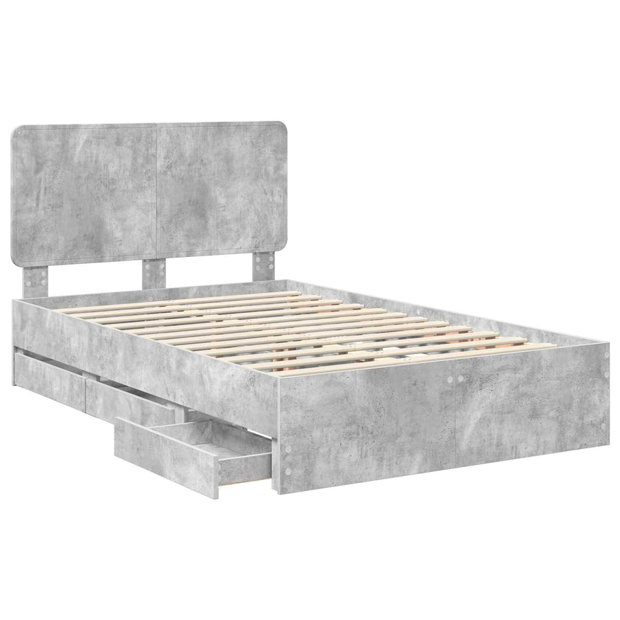 Bedframe met lade Beton Grijs 135 x 190 cm Ingenieurshout