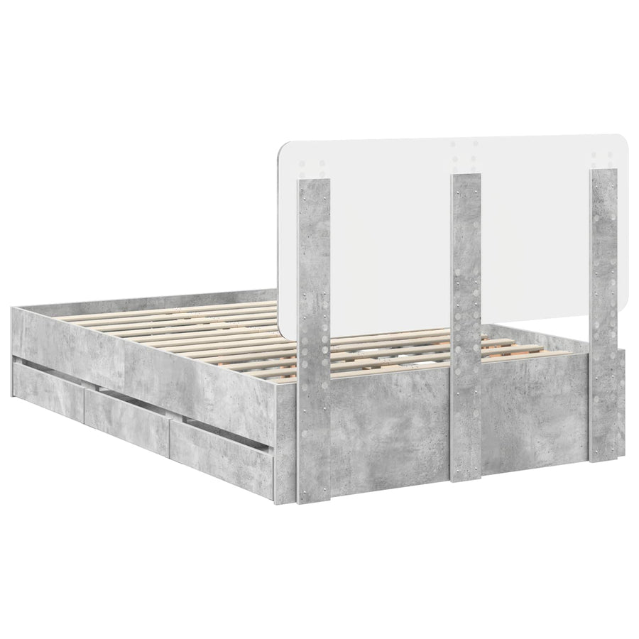 Bedframe met lade Beton Grijs 135 x 190 cm Ingenieurshout