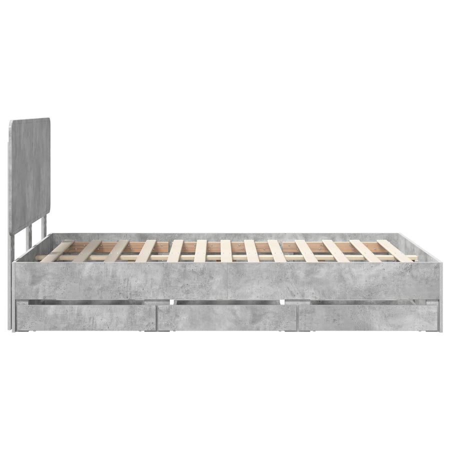 Bedframe met lade Beton Grijs 135 x 190 cm Ingenieurshout