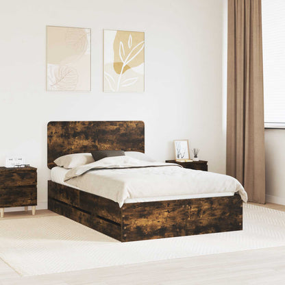Bedframe met lade Gerookt eiken 135 x 190 cm Ingenieurshout