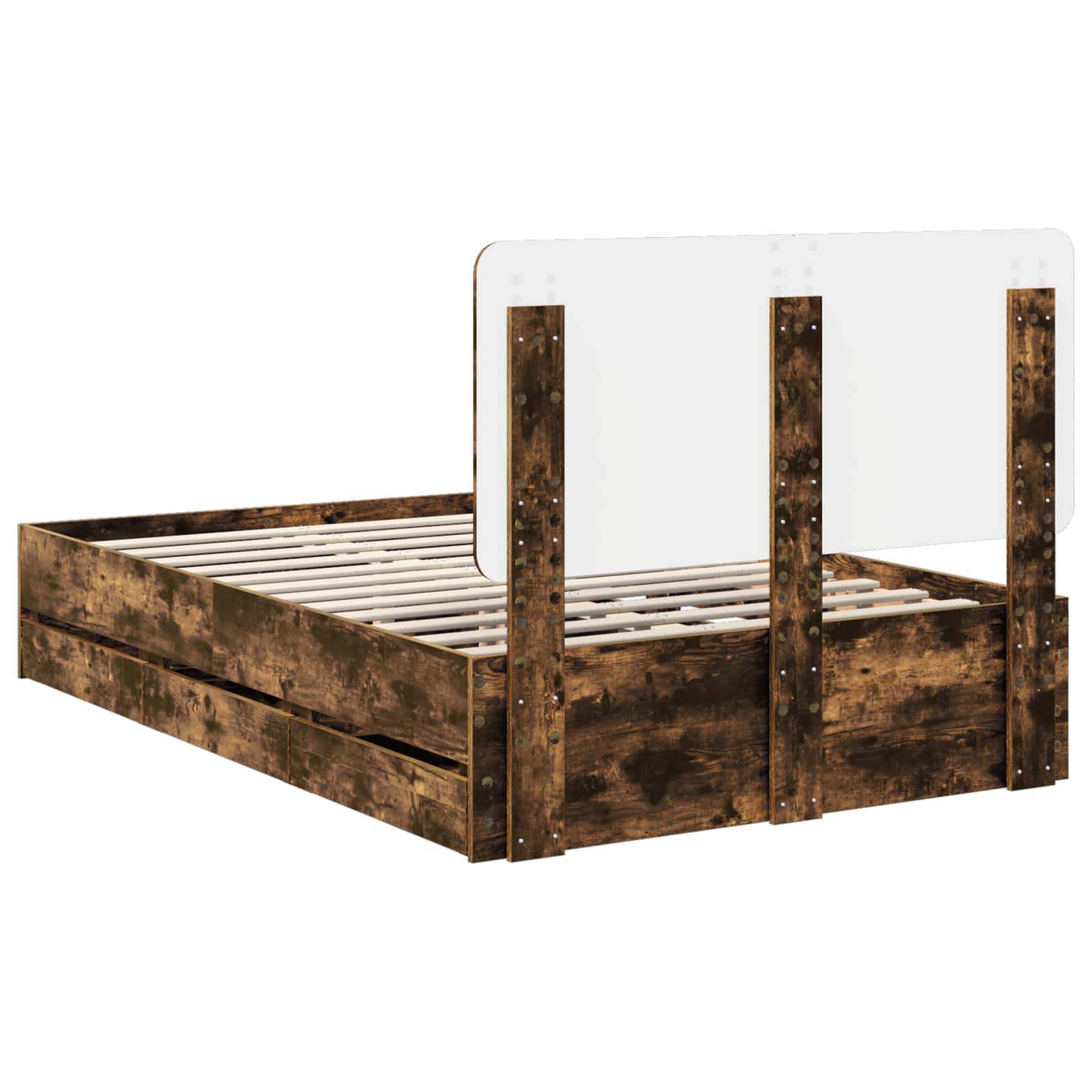 Bedframe met lade Gerookt eiken 135 x 190 cm Ingenieurshout