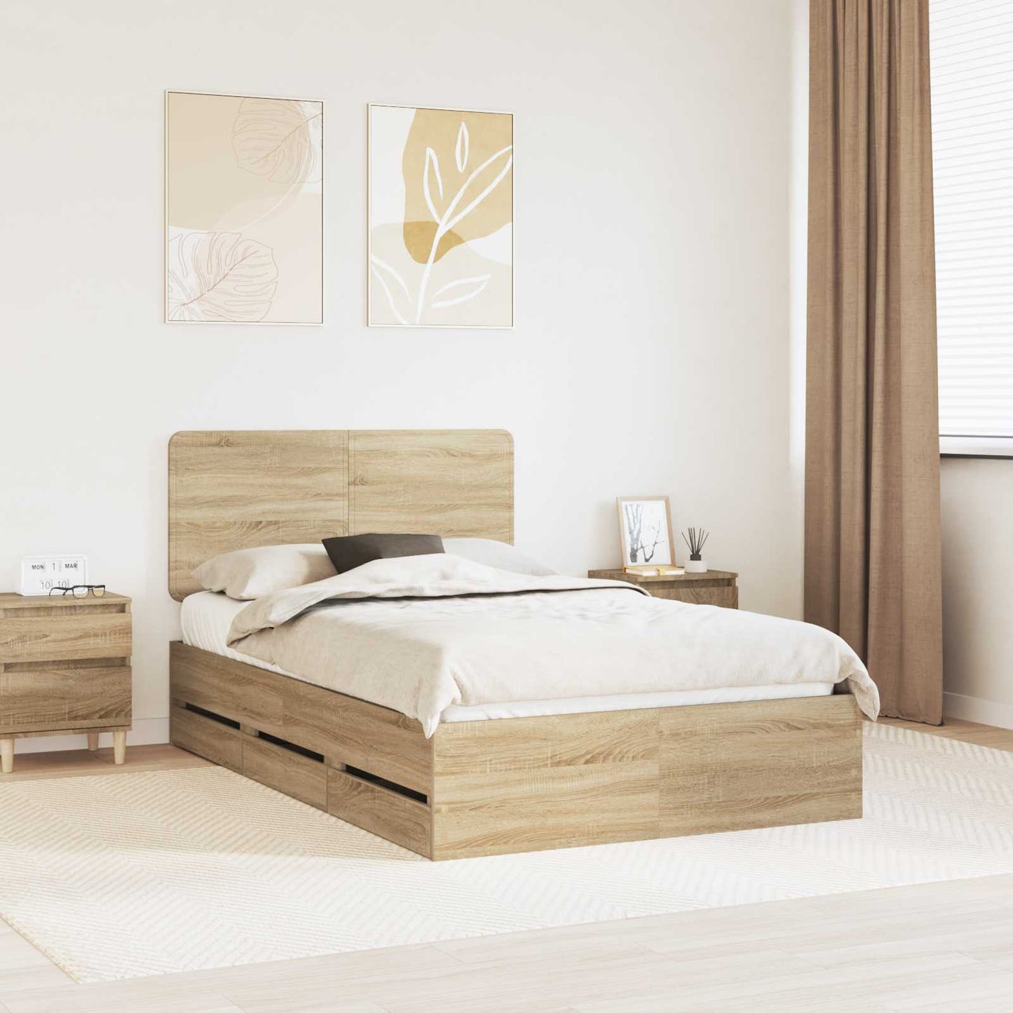 Bedframe met lade Sonoma Eiken 120 x 200 cm Ingenieurshout
