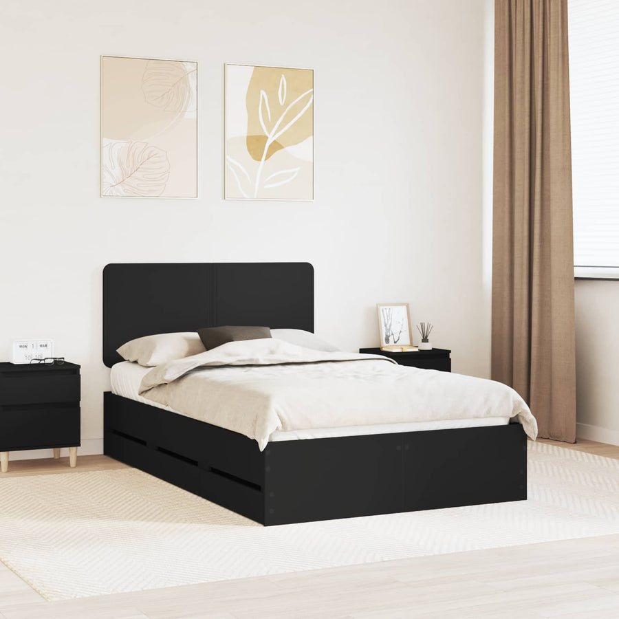 Bedframe met lade met opslag Zwart 120 x 190 cm Ingenieurshout