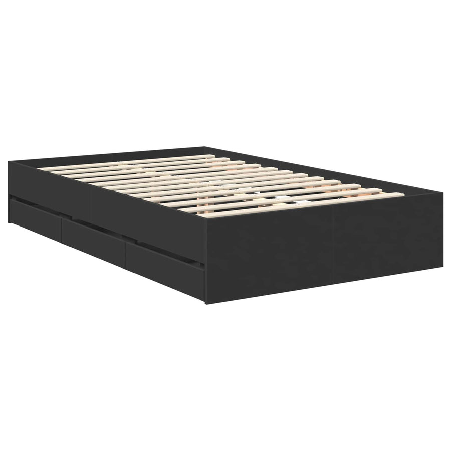 Bedframe met lade met opslag Zwart 120 x 190 cm Ingenieurshout