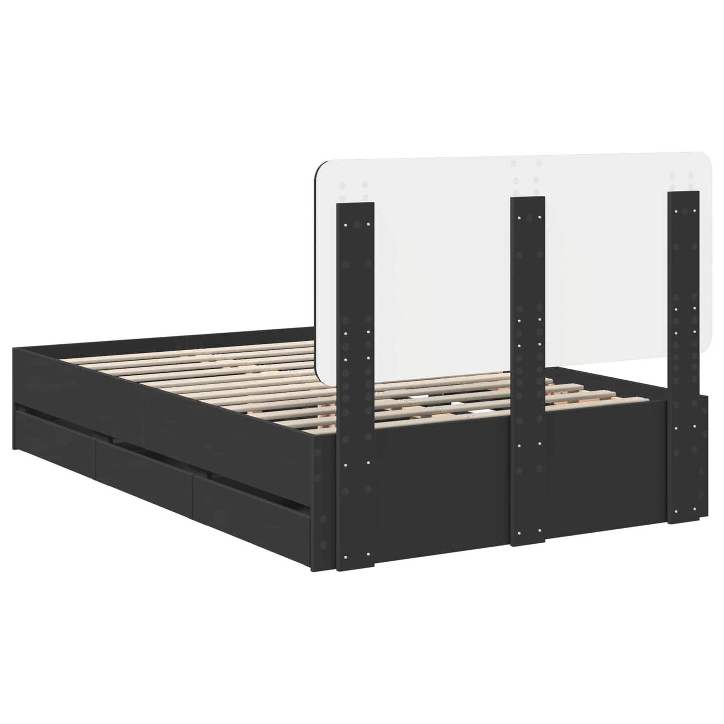Bedframe met lade met opslag Zwart 120 x 190 cm Ingenieurshout