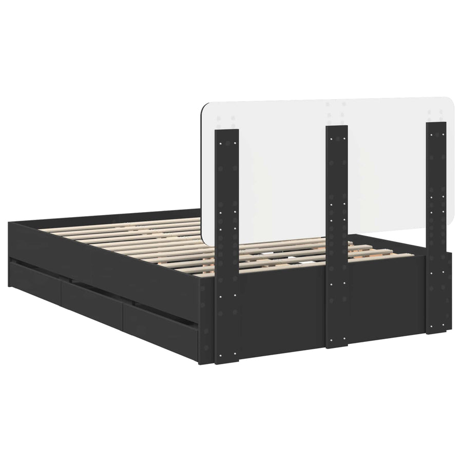 Bedframe met lade met opslag Zwart 120 x 190 cm Ingenieurshout