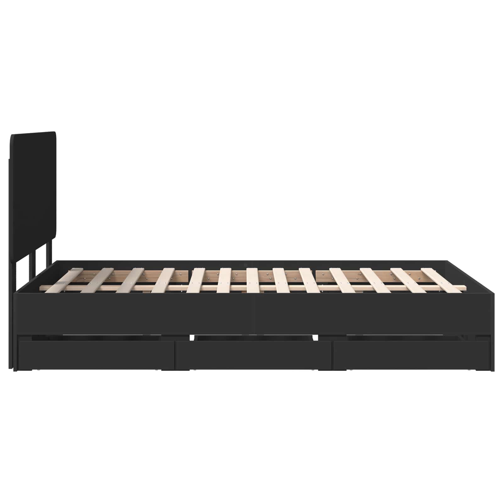 Bedframe met lade met opslag Zwart 120 x 190 cm Ingenieurshout