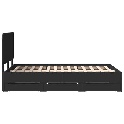 Bedframe met lade met opslag Zwart 120 x 190 cm Ingenieurshout