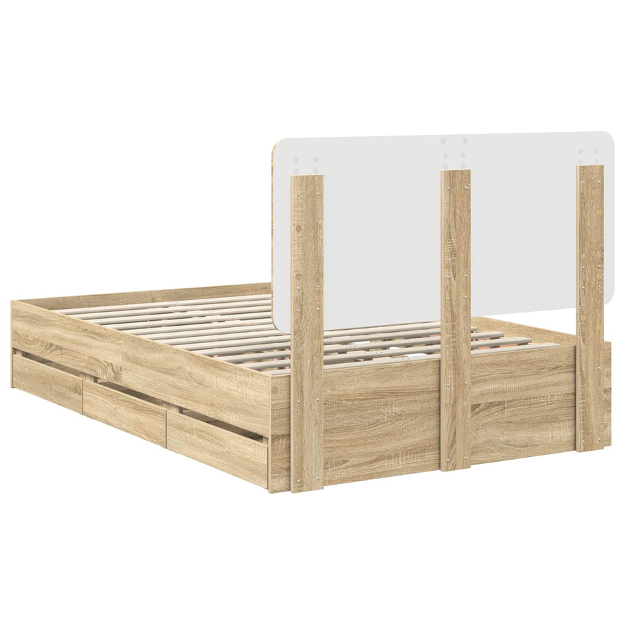 Bedframe met lade Sonoma Eiken 120 x 190 cm Ingenieurshout