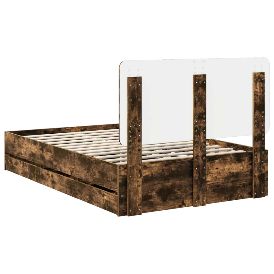 Bedframe met lade Gerookt eiken 120 x 190 cm Ingenieurshout