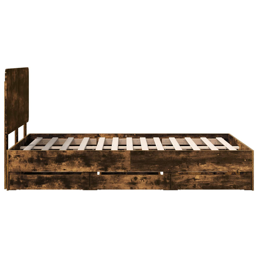 Bedframe met lade Gerookt eiken 120 x 190 cm Ingenieurshout