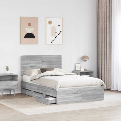Bedframe met lade Grijs Sonoma 120 x 190 cm Ingenieurshout