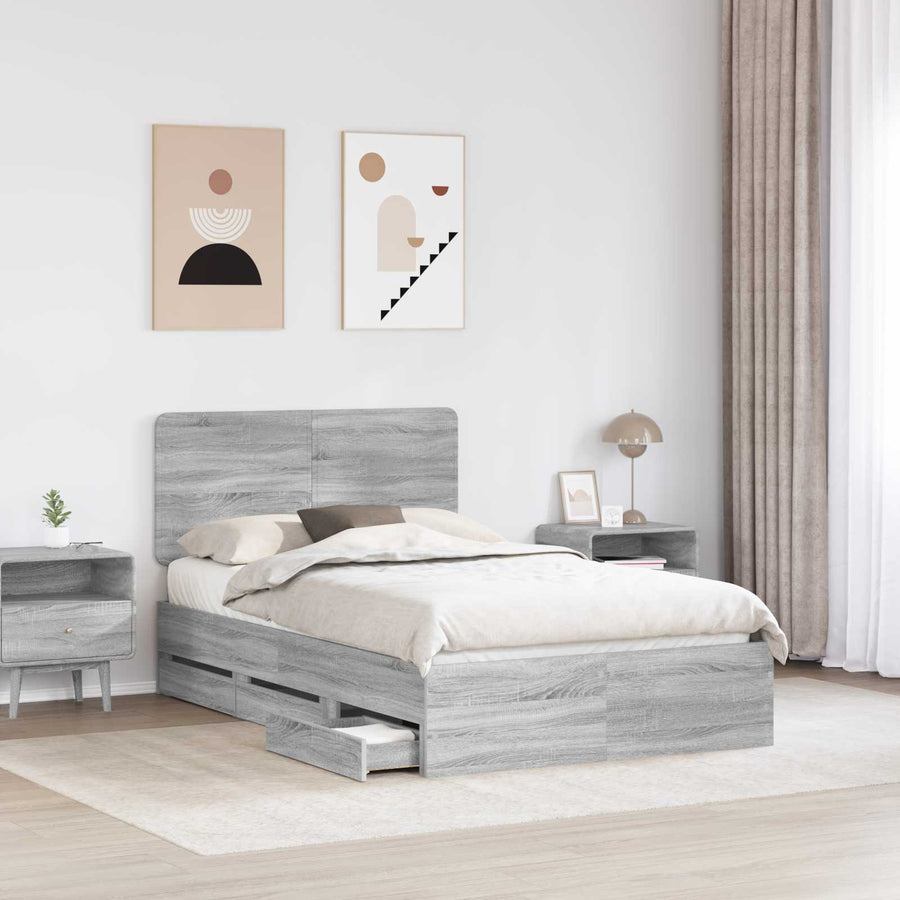 Bedframe met lade Grijs Sonoma 120 x 190 cm Ingenieurshout