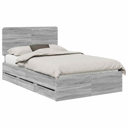 Bedframe met lade Grijs Sonoma 120 x 190 cm Ingenieurshout