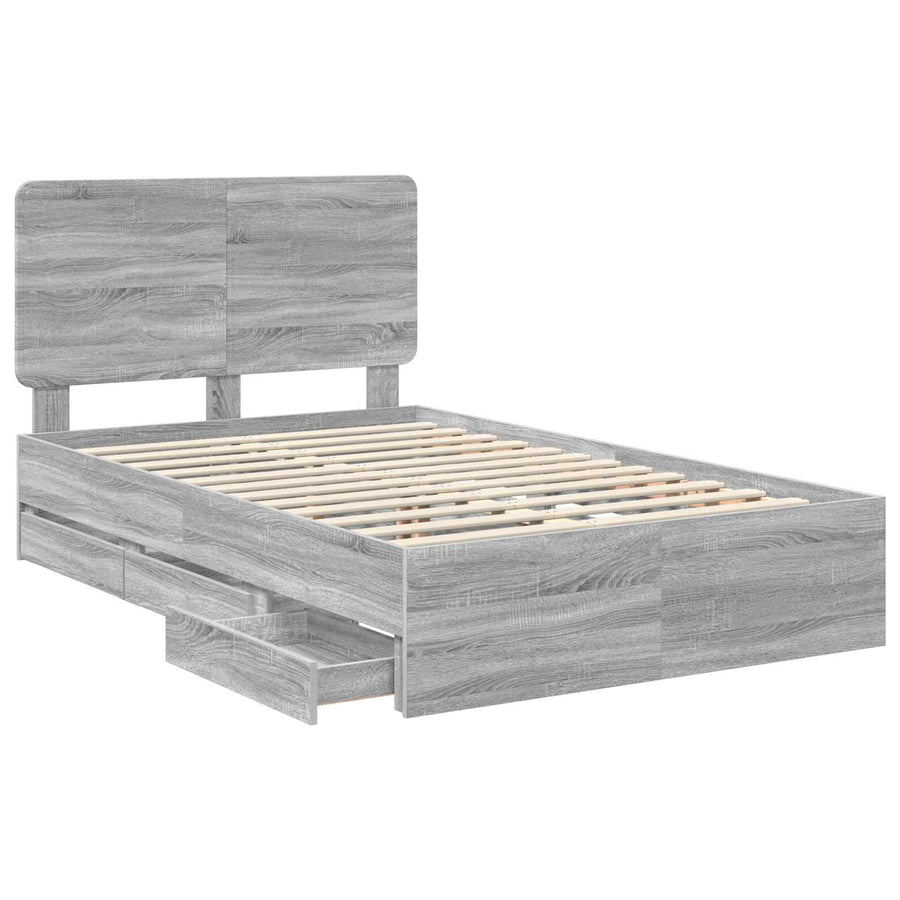 Bedframe met lade Grijs Sonoma 120 x 190 cm Ingenieurshout